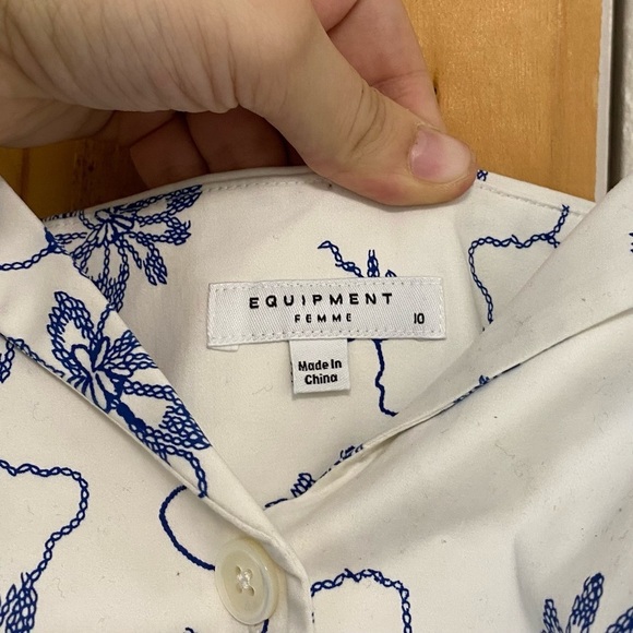 Equipment Femme Oleisa Blue Floral Button Down Dress - Picture 4 of 7